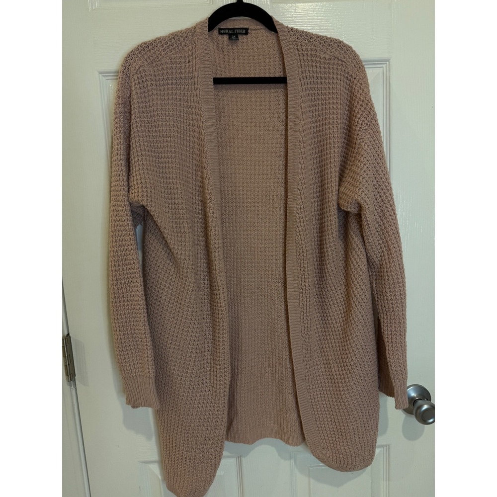 Moral Fiber Open Front Cardigan Duster Knit Sweater Long Sleeve 2X